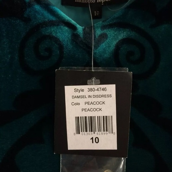 NWT Nanette Lepore Dress Damsel Halter Peacock Green Velour Velvet sz 10 - Picture 7 of 7